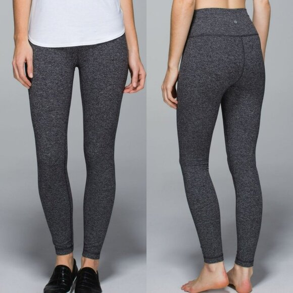 Lululemon Pants - Lululemon High Time Pant High Rise 7/8 Length Black Herringbone Women's Size 4